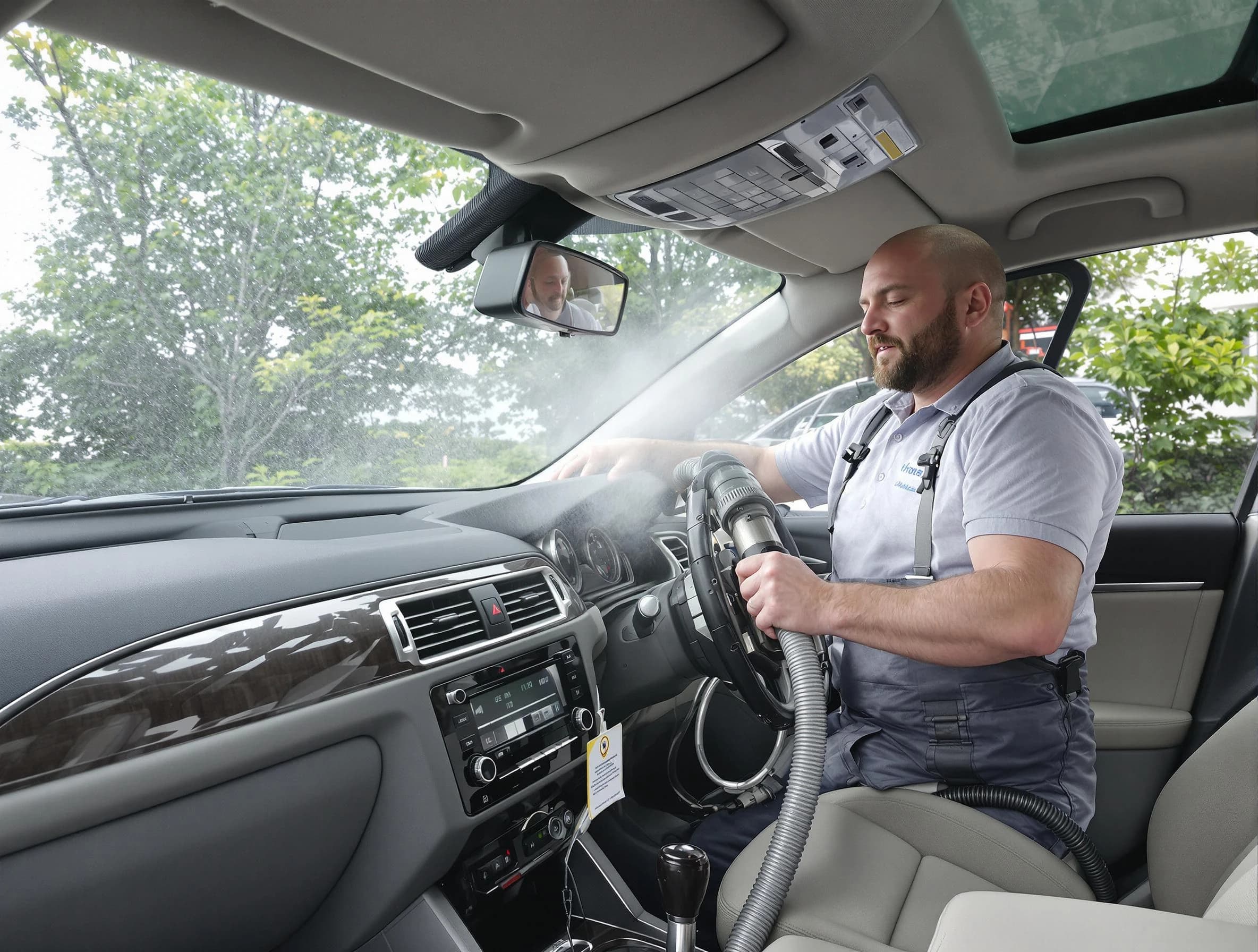 Harrisville Air Duct Cleaning specialist performing professional car duct cleaning in Harrisville