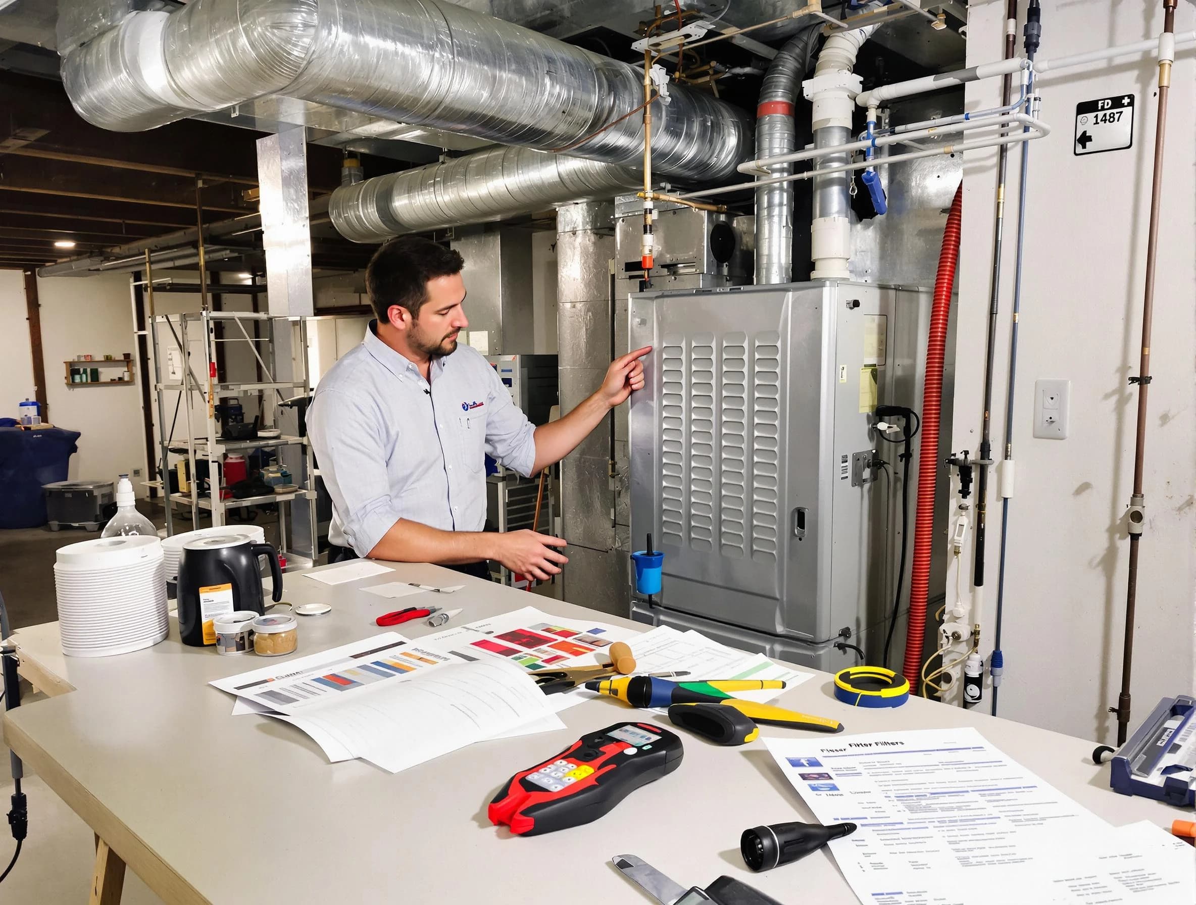 Harrisville Air Duct Cleaning inspector conducting detailed filter system evaluation using professional diagnostic tools in Harrisville