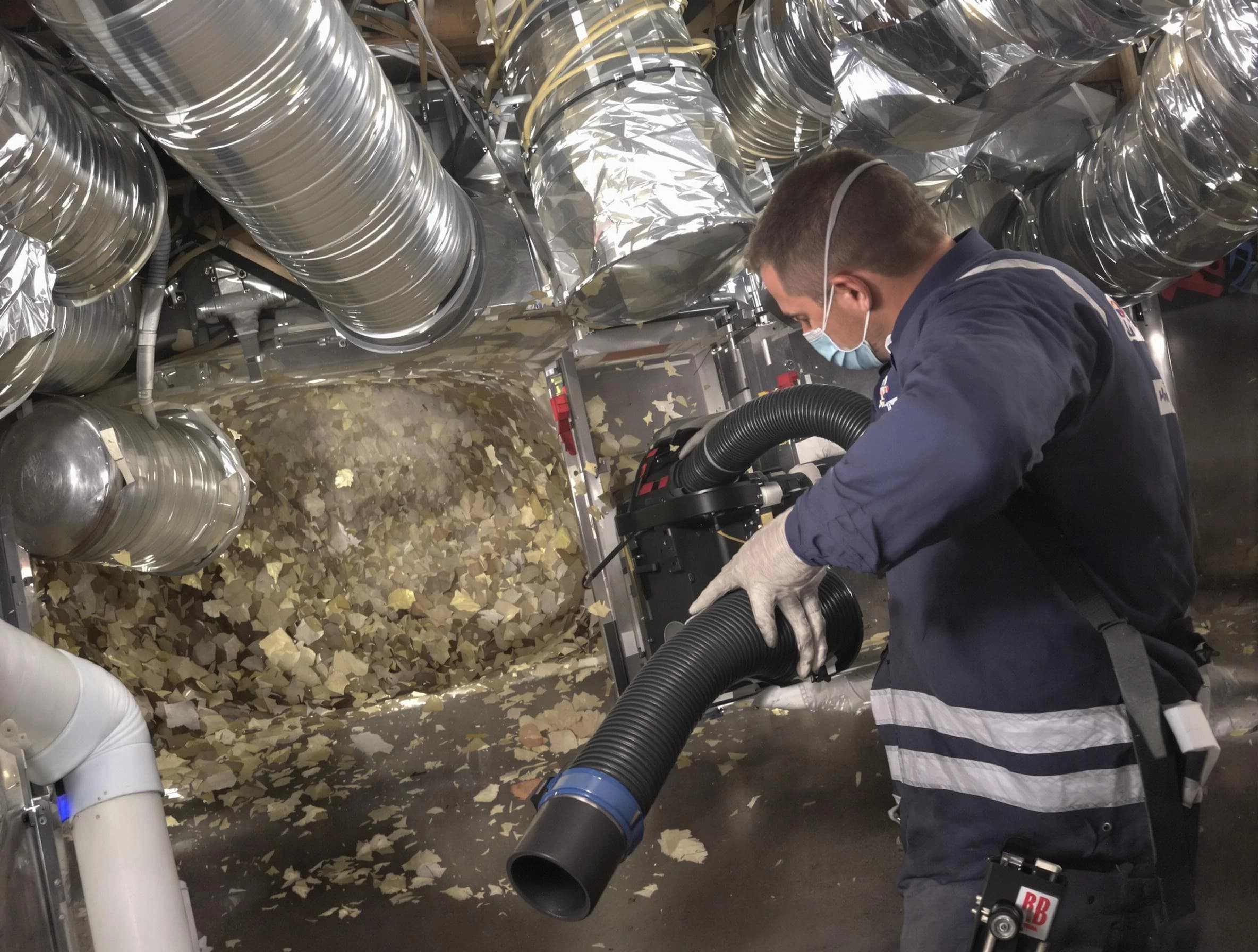 Harrisville Air Duct Cleaning specialist operating negative pressure cleaning equipment for thorough duct maintenance in Harrisville