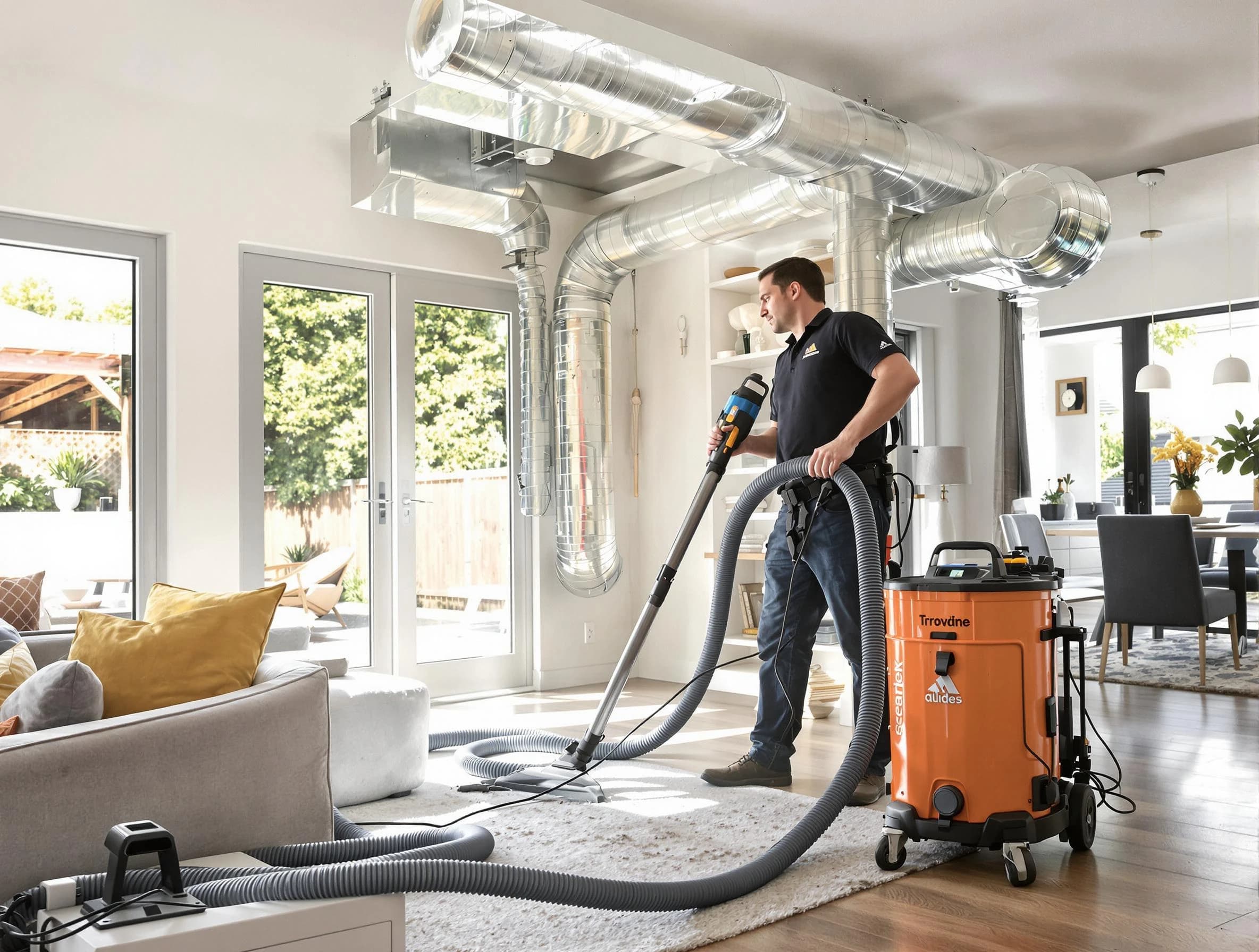 Harrisville Air Duct Cleaning specialist performing thorough residential duct cleaning using advanced equipment in Harrisville