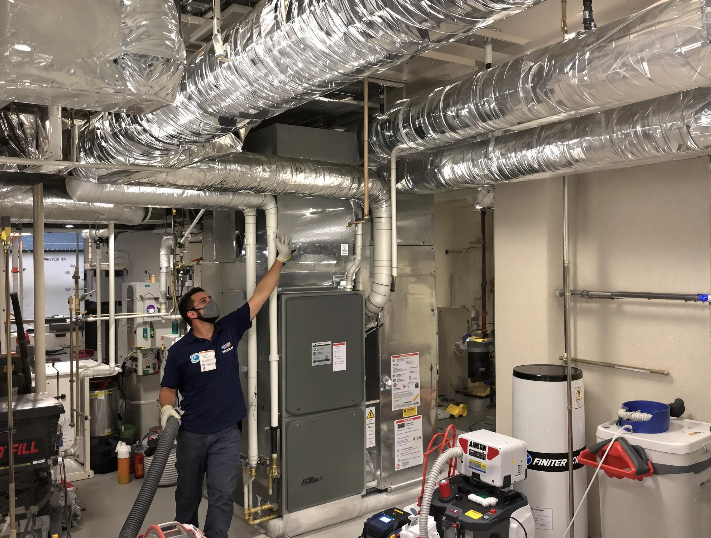 Harrisville Air Duct Cleaning specialist performing thorough furnace duct cleaning in a Harrisville residence