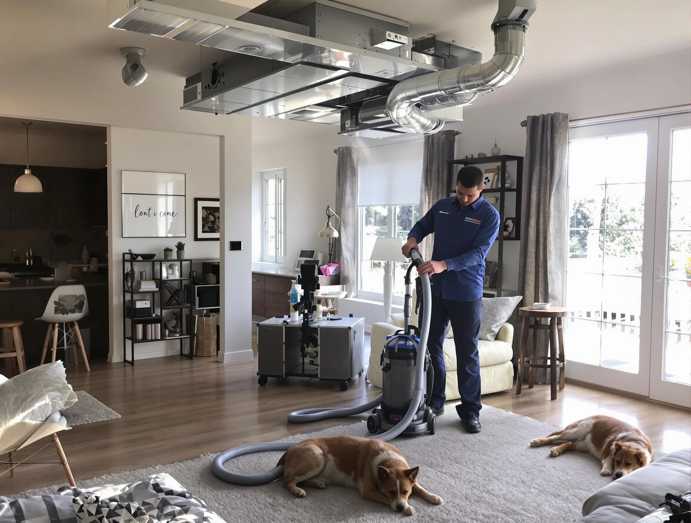 Harrisville Air Duct Cleaning technician performing detailed indoor duct cleaning for improved air quality in Harrisville