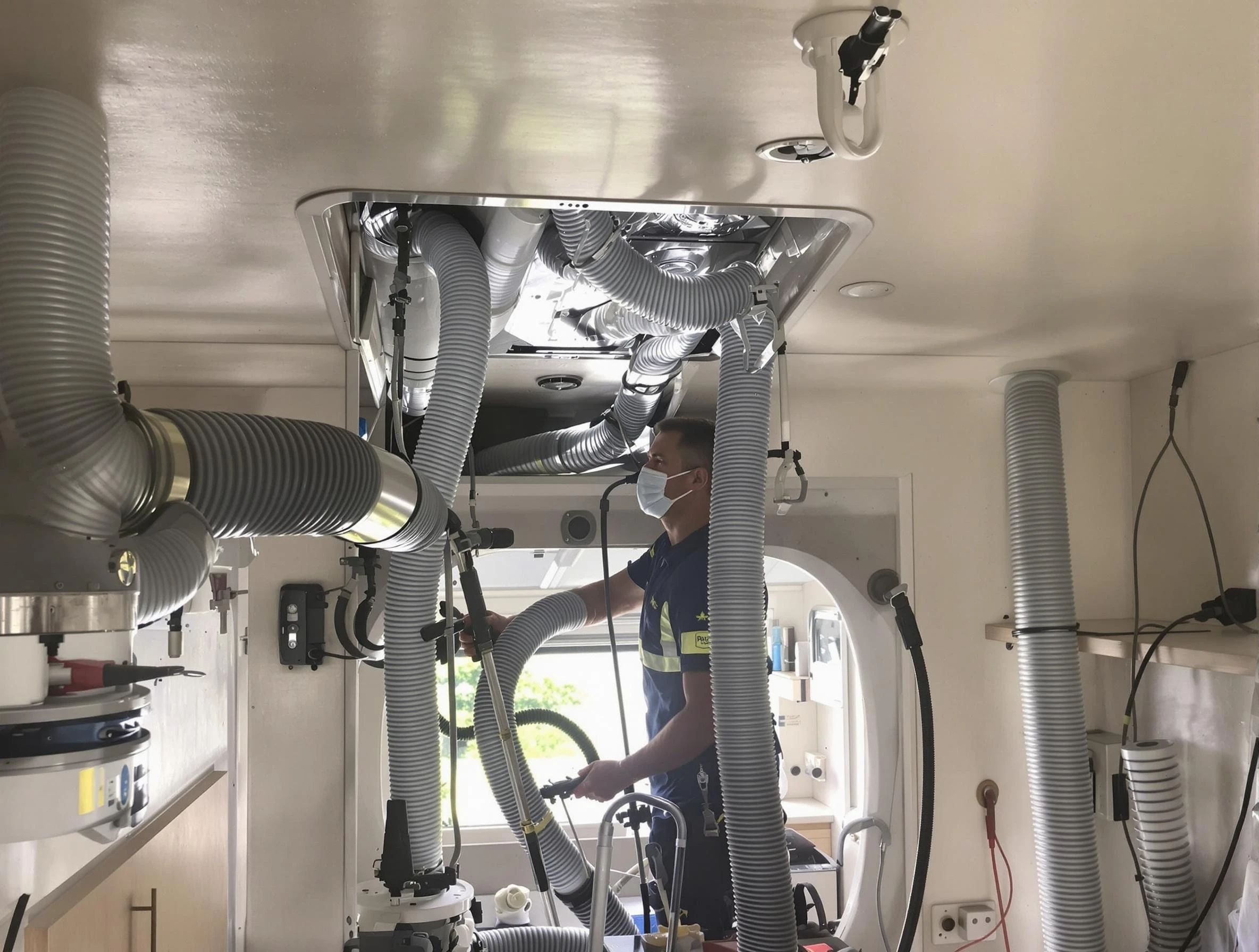 Harrisville Air Duct Cleaning specialist performing precise mobile home duct cleaning in Harrisville