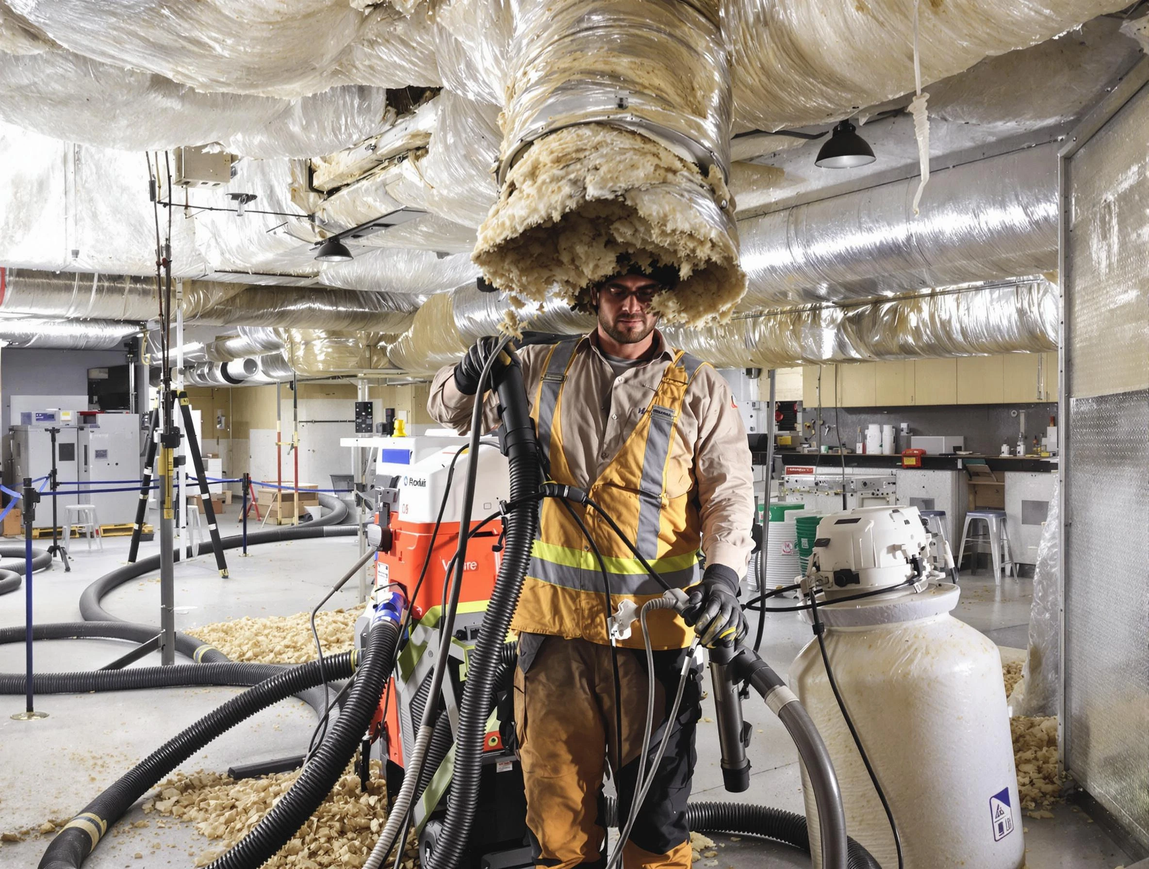 Professional vacuum insulation removal by Harrisville Air Duct Cleaning expert in Harrisville